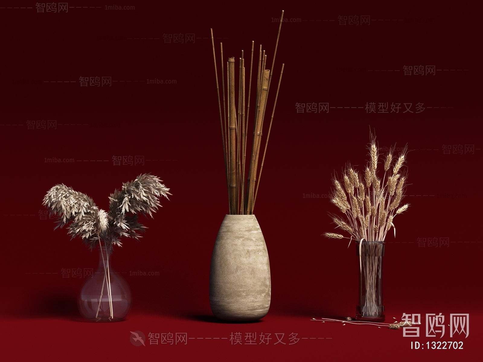 现代桌面插花 花瓶3D模型下载