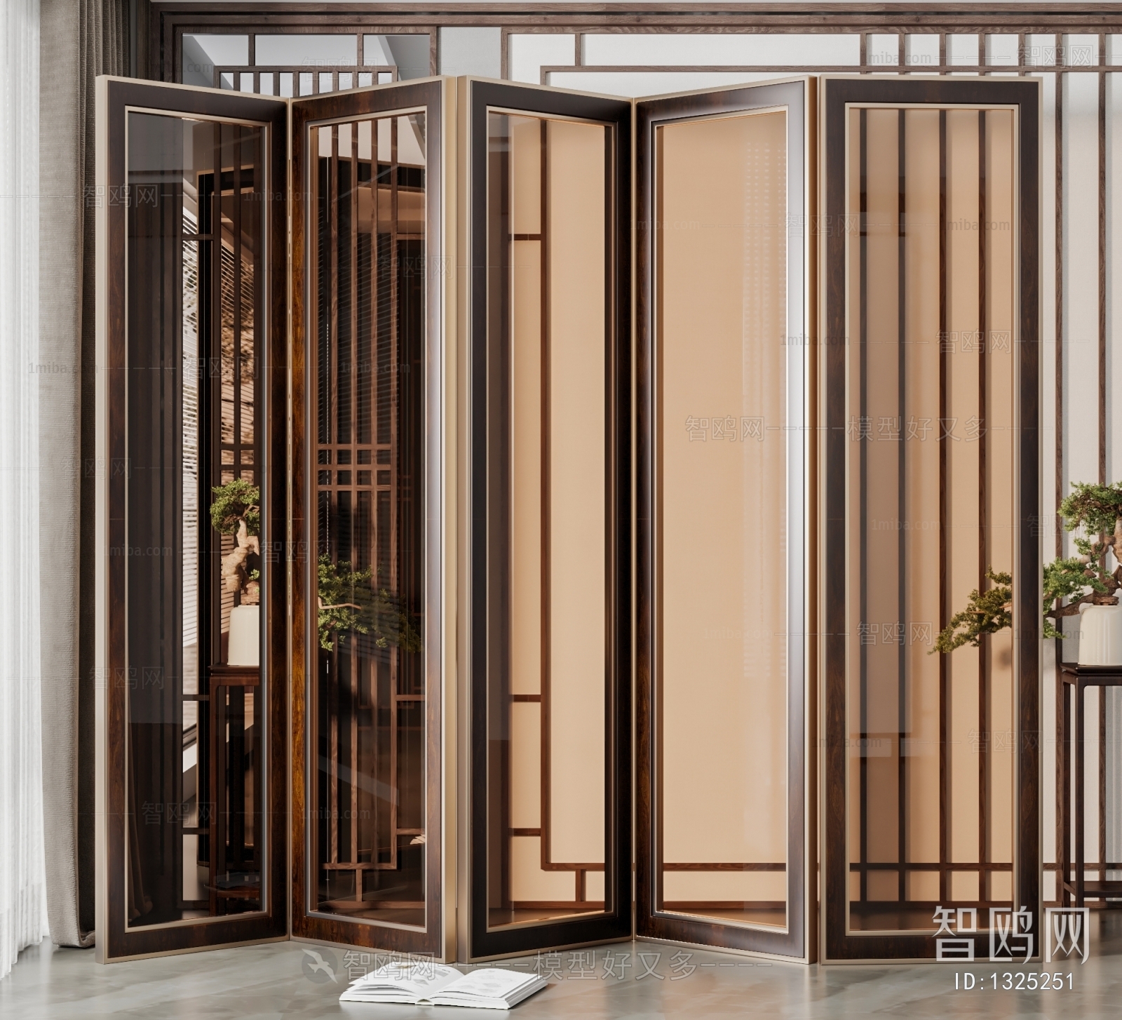 New Chinese Style Glass Screen Partition