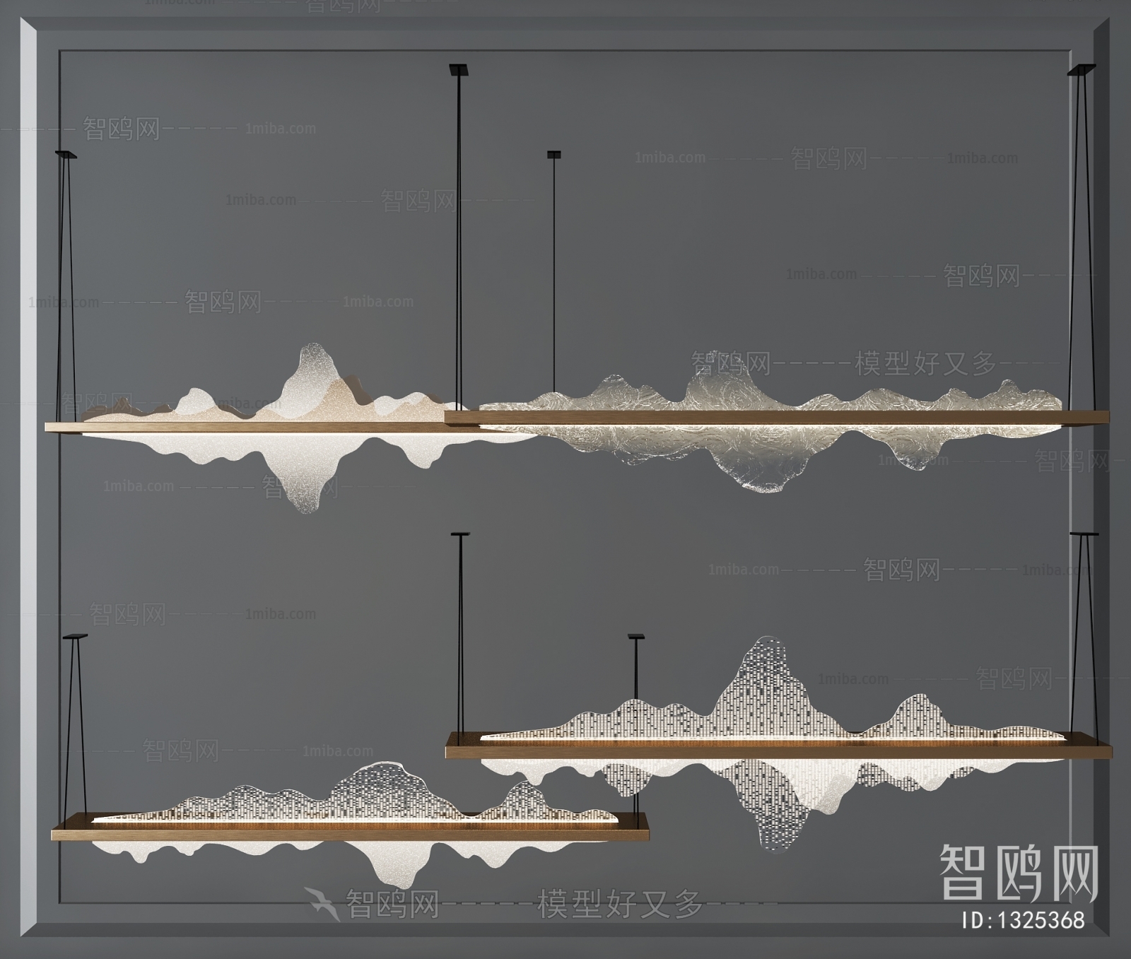 新中式山脉造型水晶吊灯