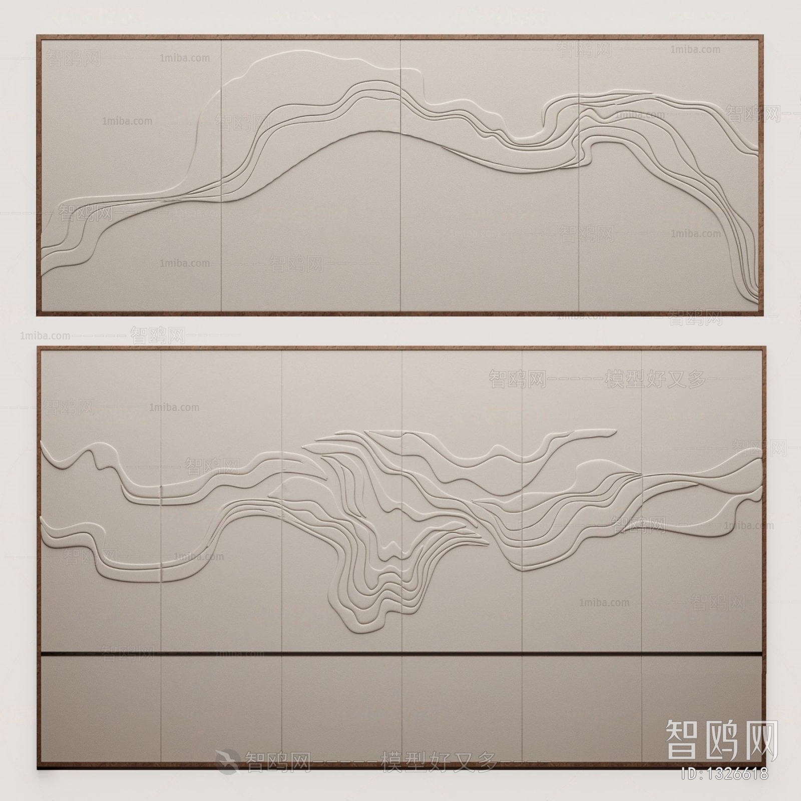 新中式山水纹理墙绘 背景软包