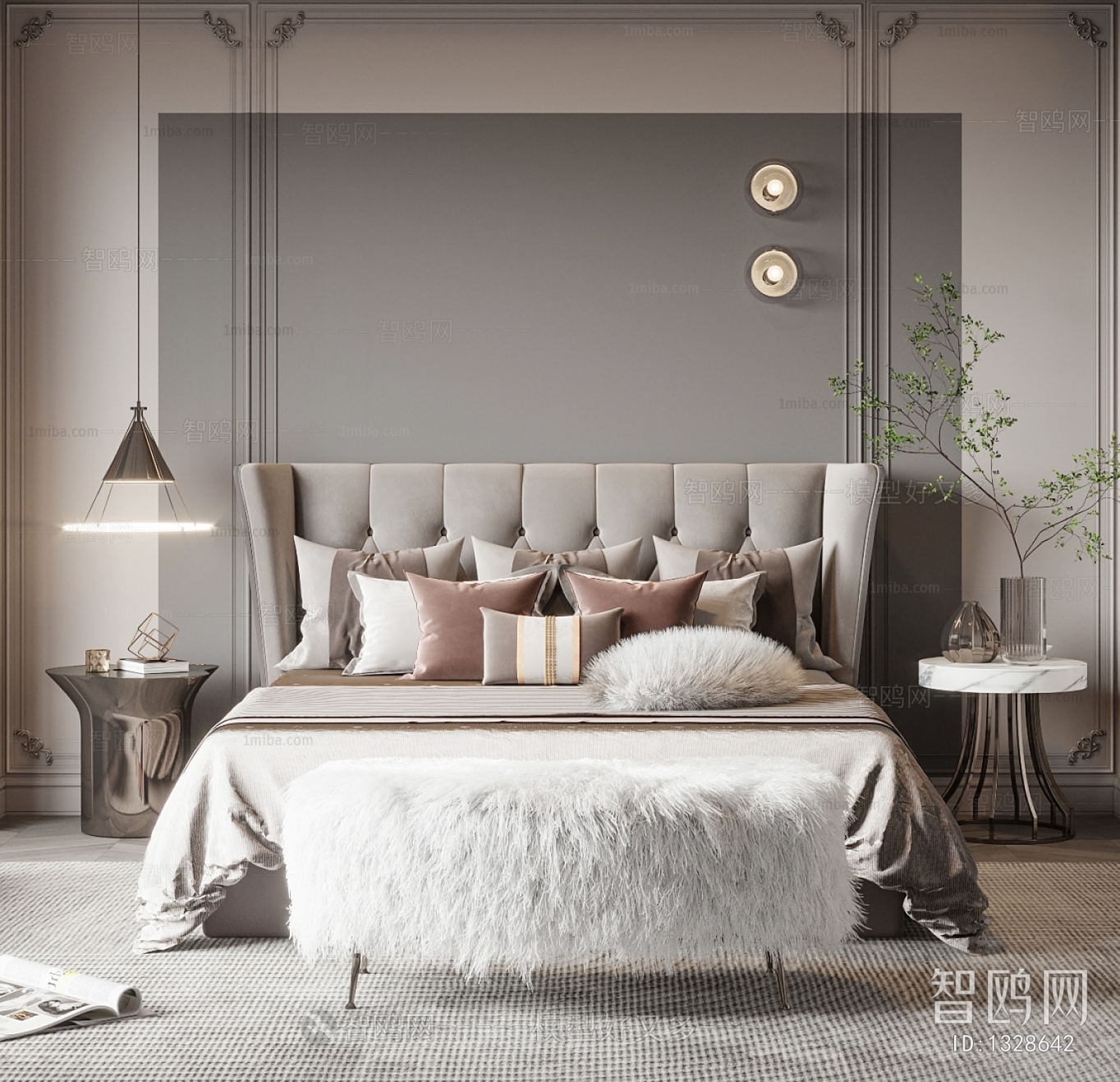 Modern American Style Wabi-sabi Style Bedroom