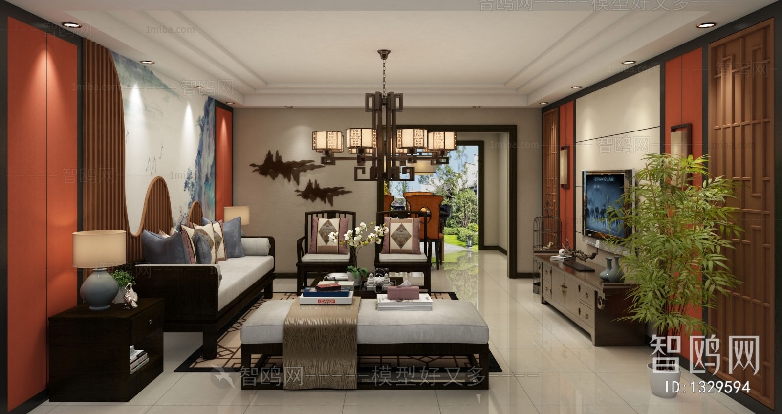 New Chinese Style A Living Room