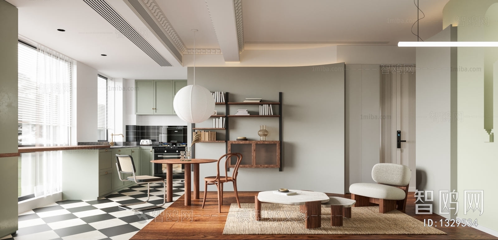 Modern Nordic Style Wabi-sabi Style A Living Room