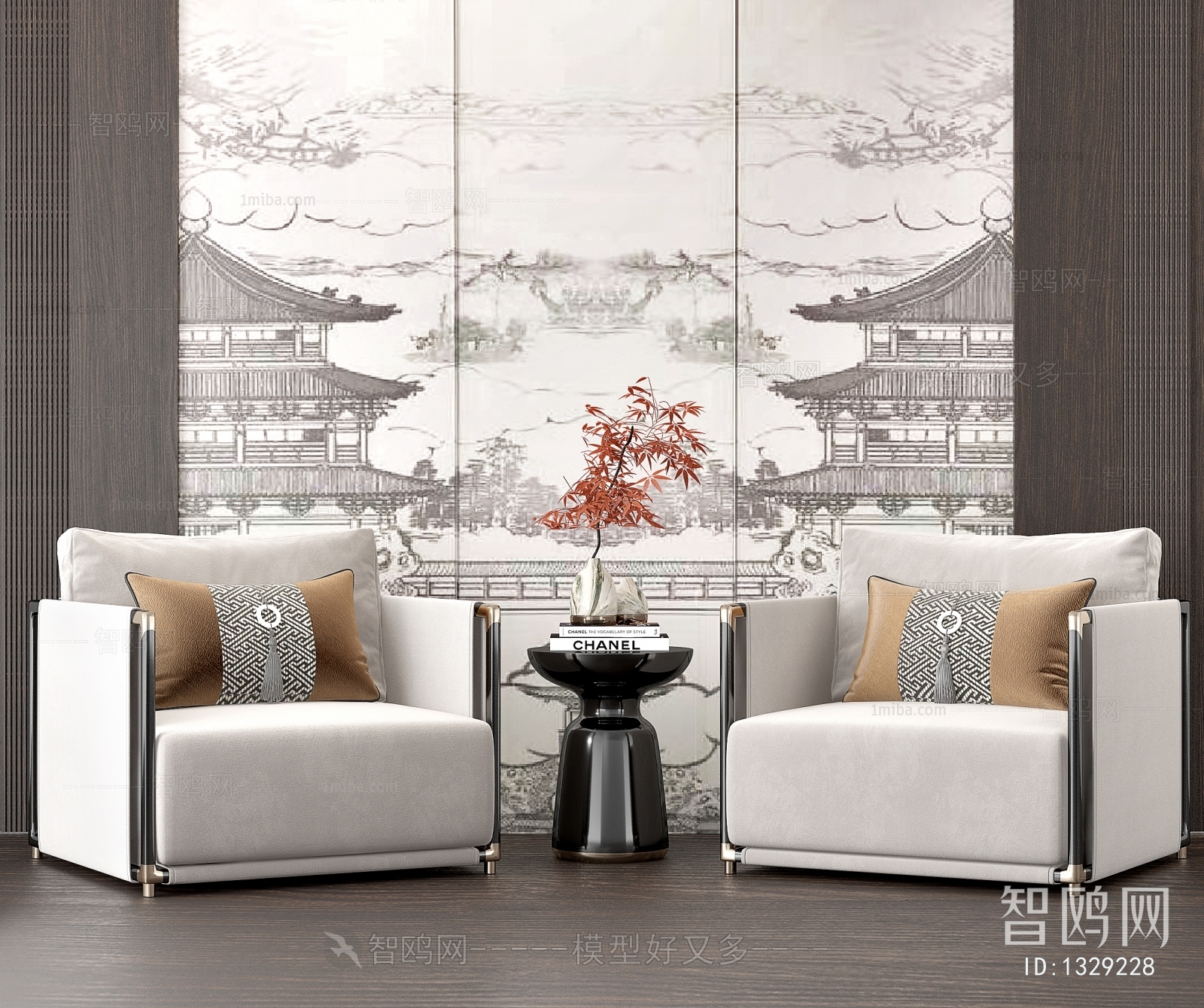 New Chinese Style Single Sofa