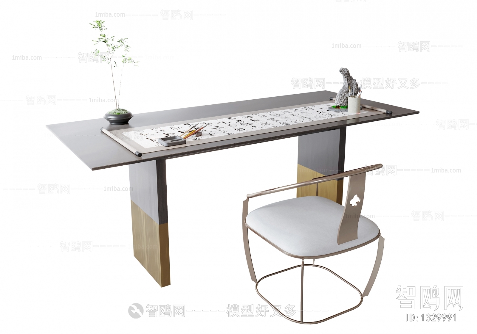 New Chinese Style Computer Desk And Chair