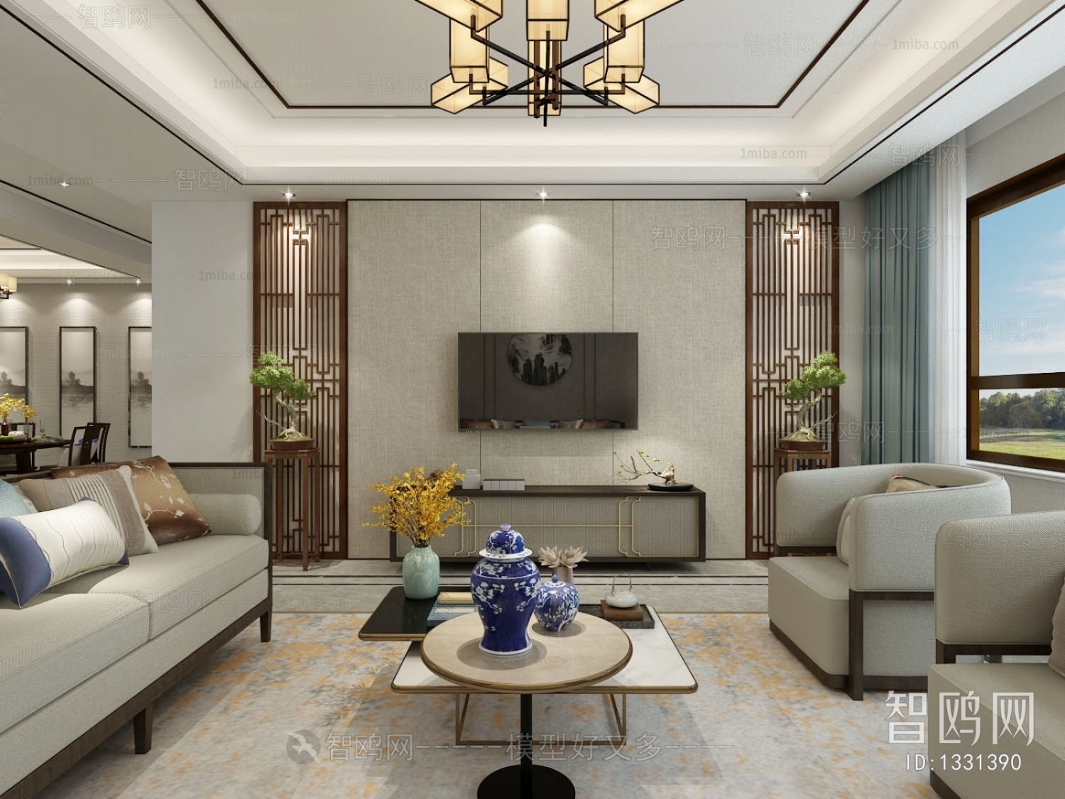 New Chinese Style A Living Room