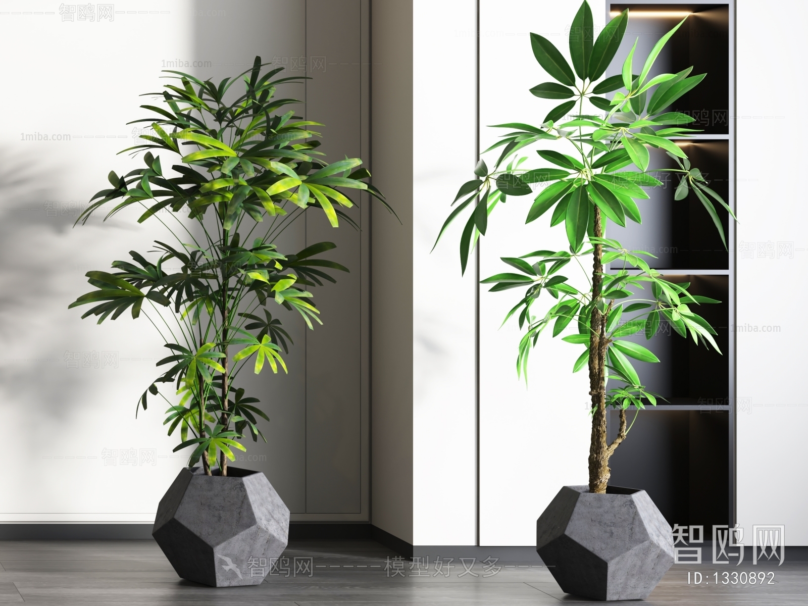 Modern Potted Green Plant