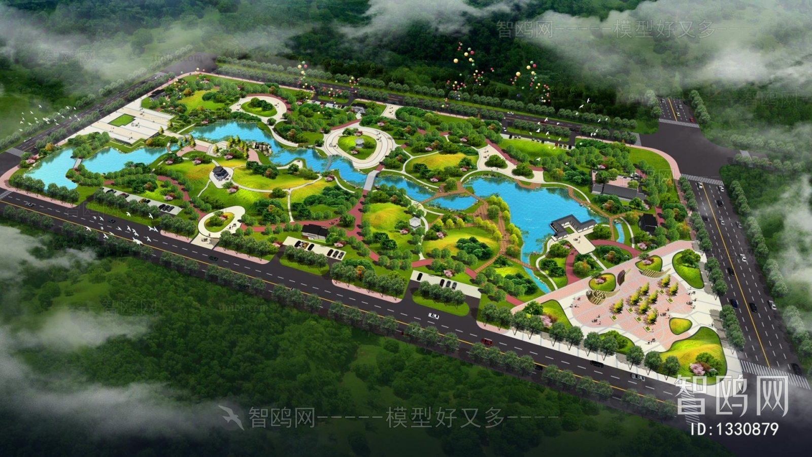 New Chinese Style Park Landscape