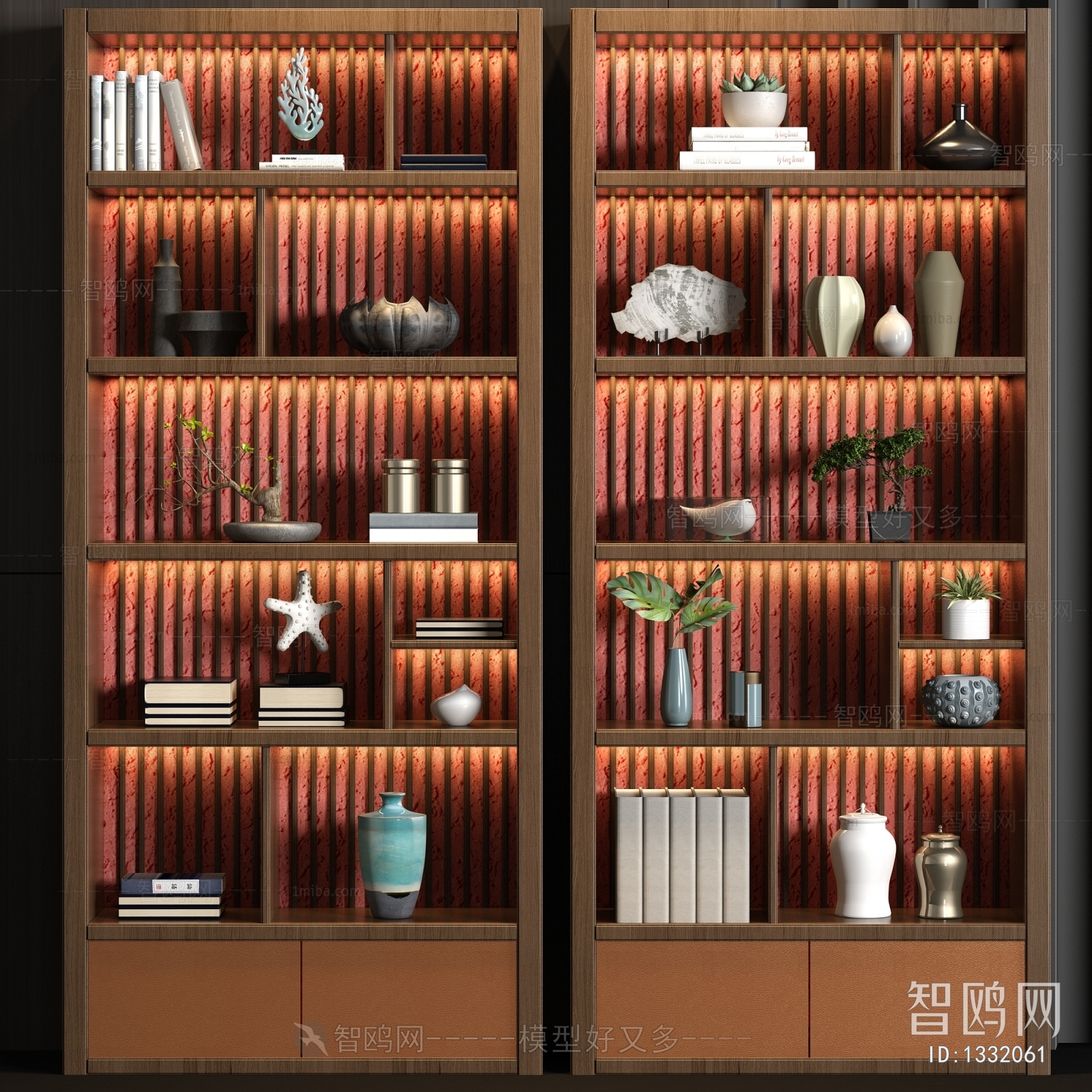 新中式实木装饰柜饰品书籍组合