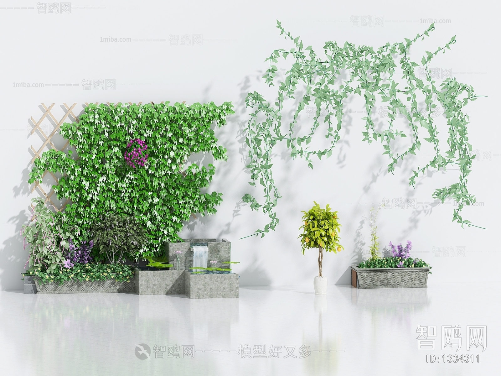 现代植物墙花坛藤蔓