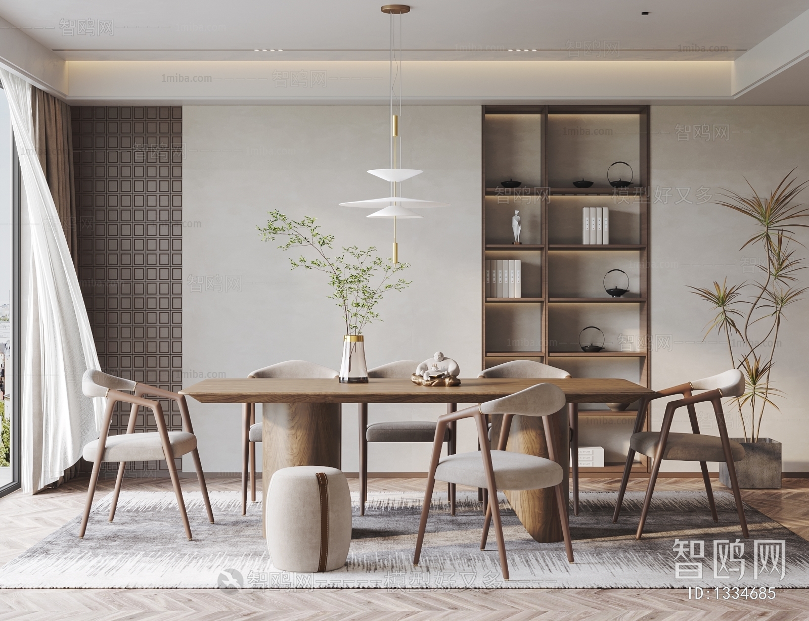 New Chinese Style Wabi-sabi Style Dining Room