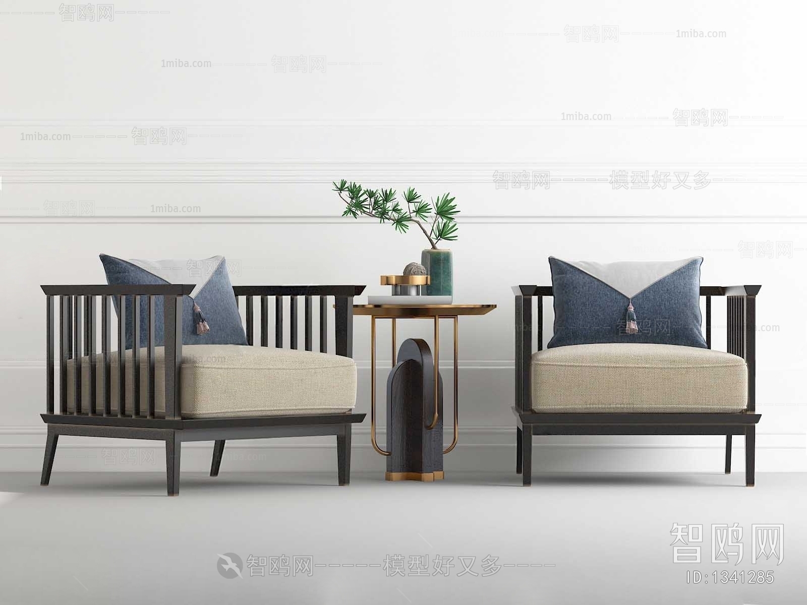 New Chinese Style Single Sofa