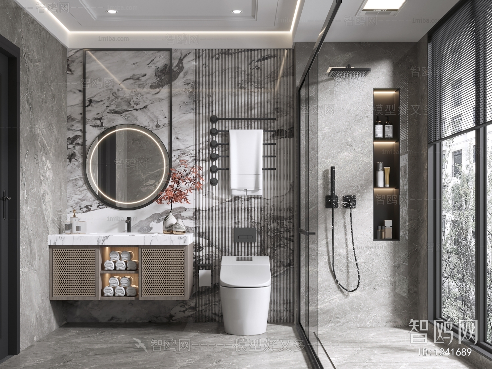 新中式卫生间效果图 - 效果图交流区-建E室内设计网