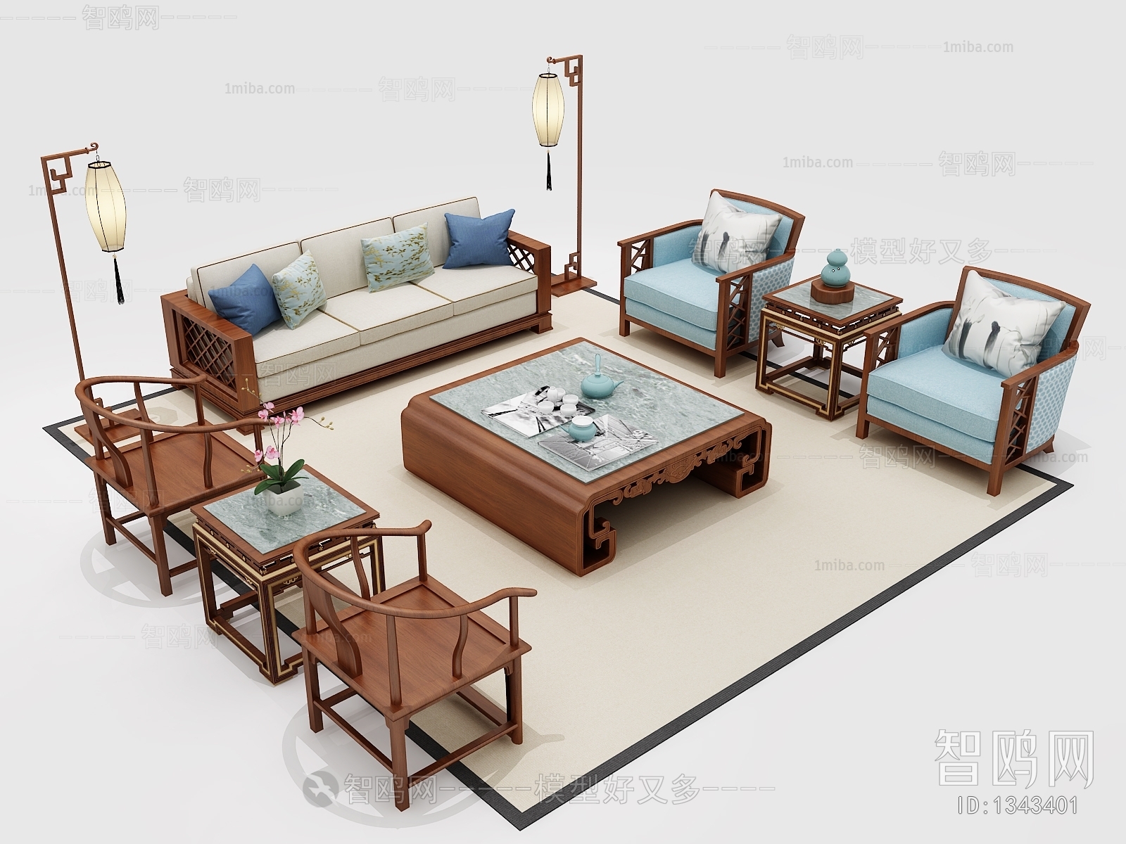 New Chinese Style Sofa Combination