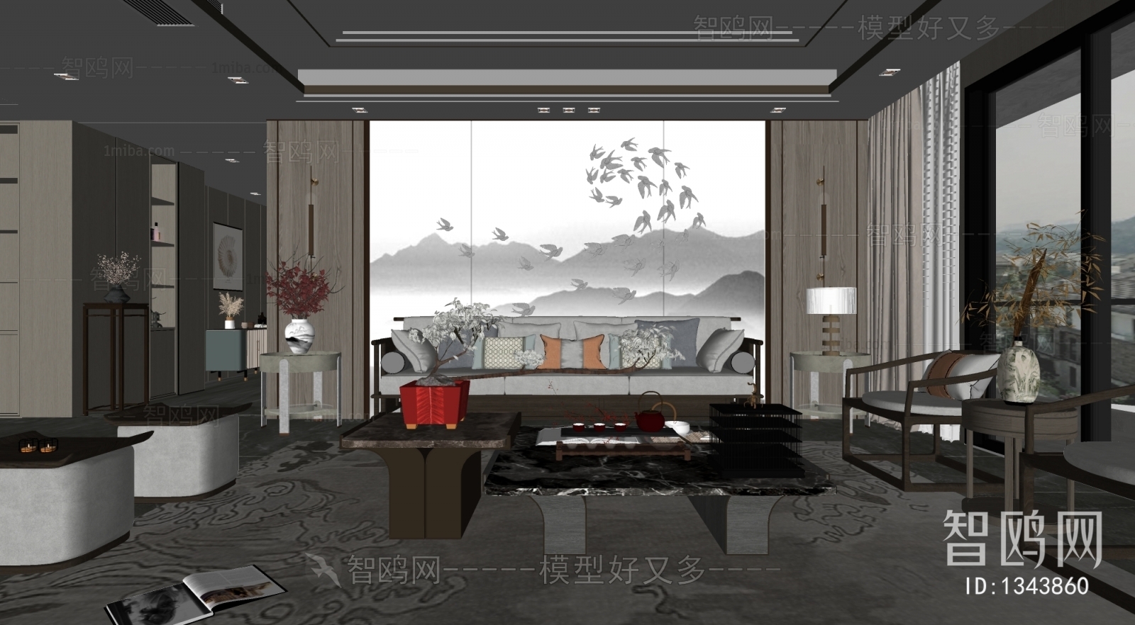 New Chinese Style A Living Room