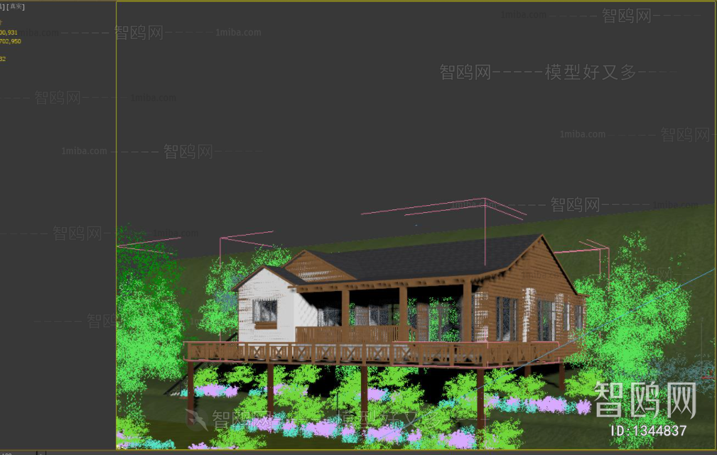 风景环境为后期-现代室外木屋别墅