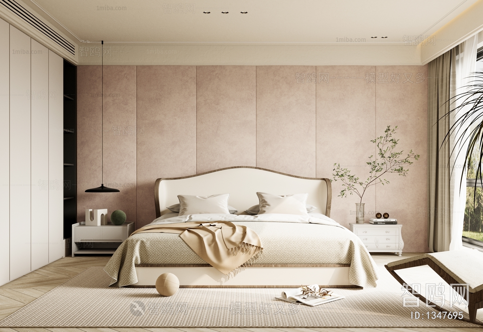 American Style Wabi-sabi Style Bedroom