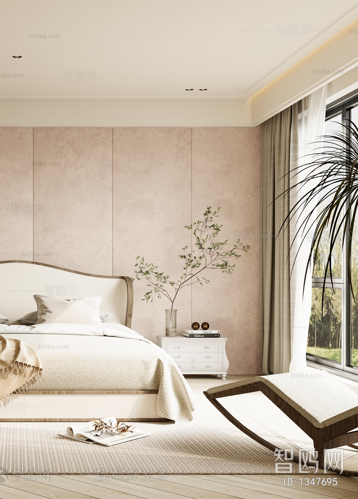 American Style Wabi-sabi Style Bedroom