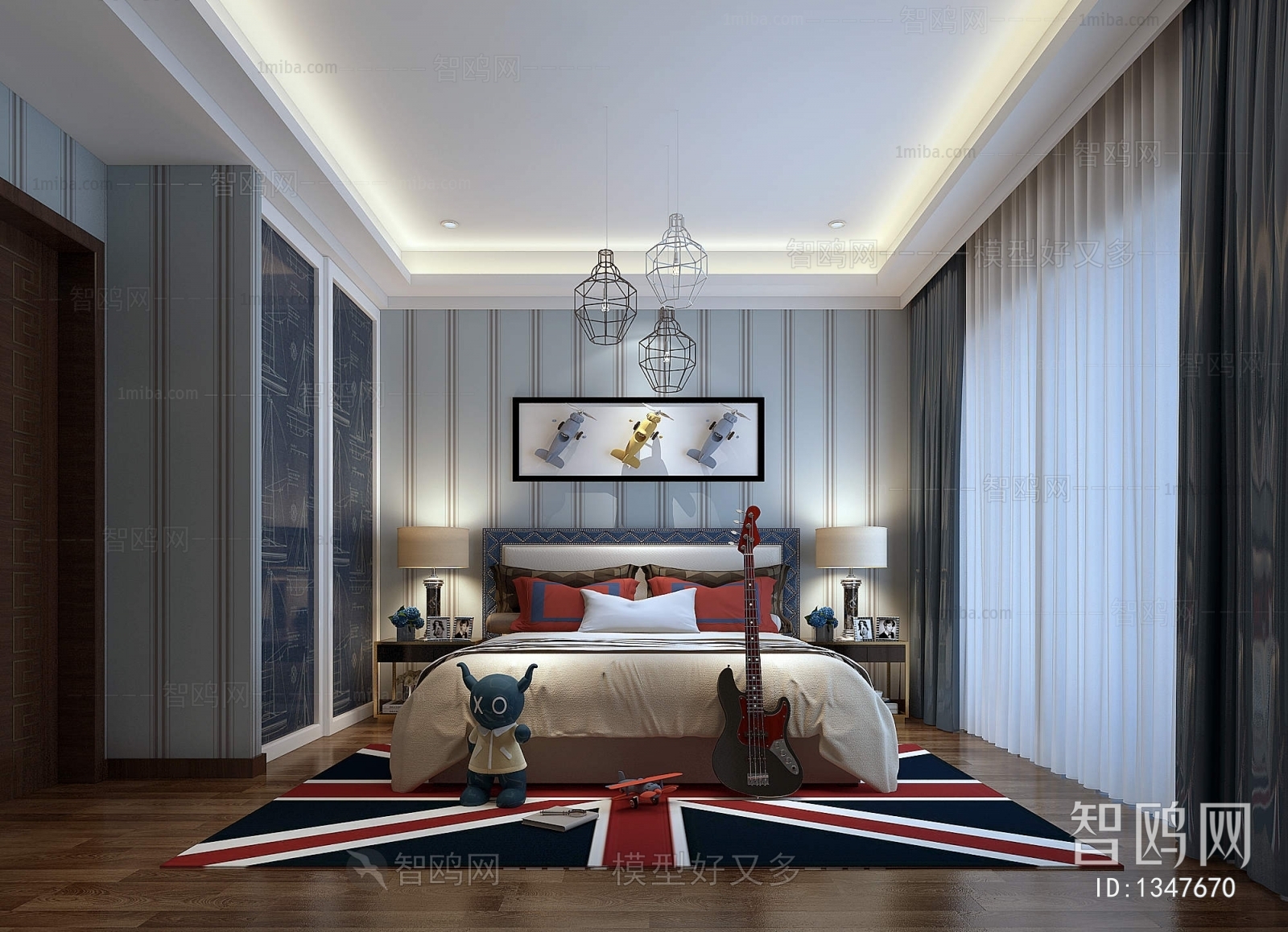 Simple European Style Boy's Room And Son's Room