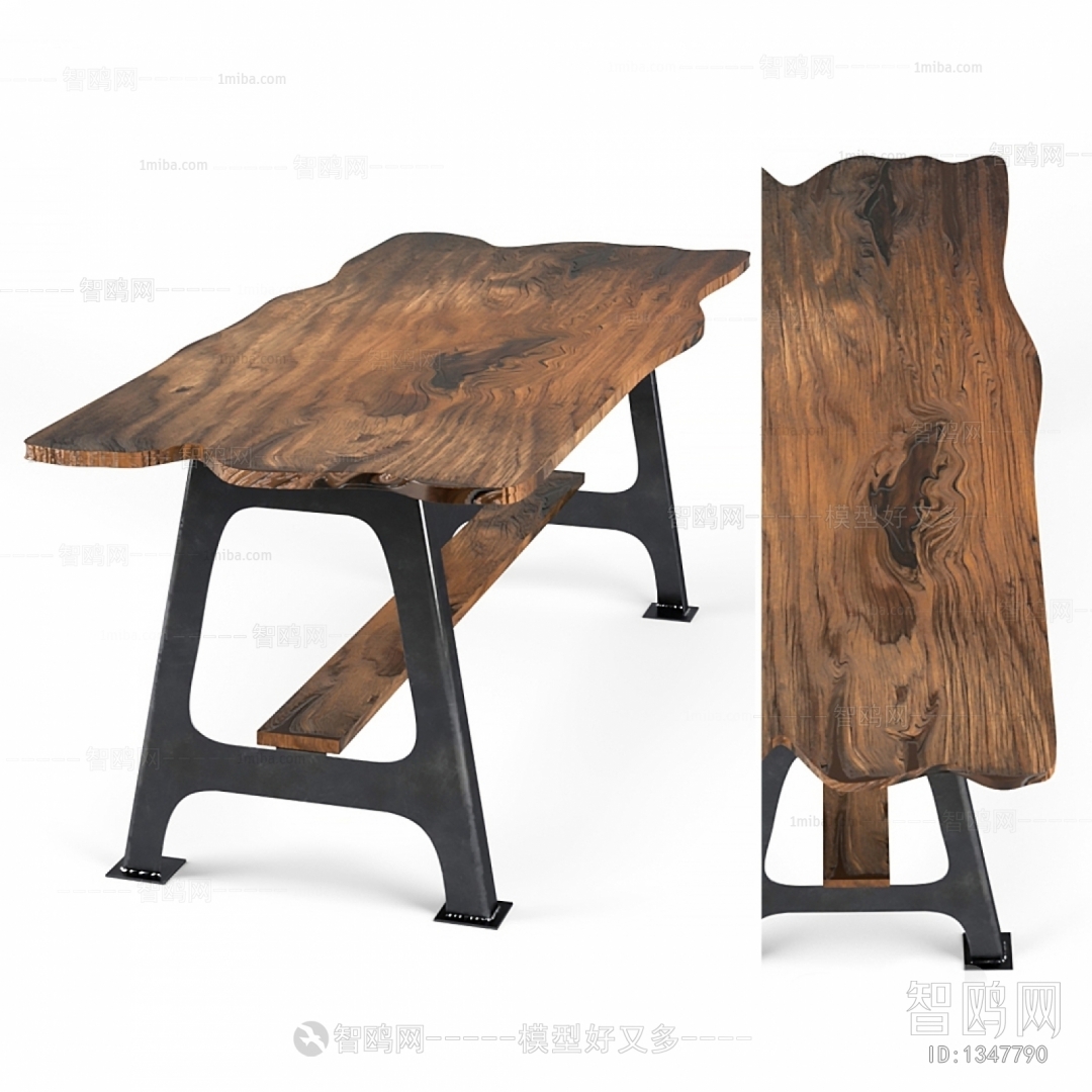 工业风原木桌子