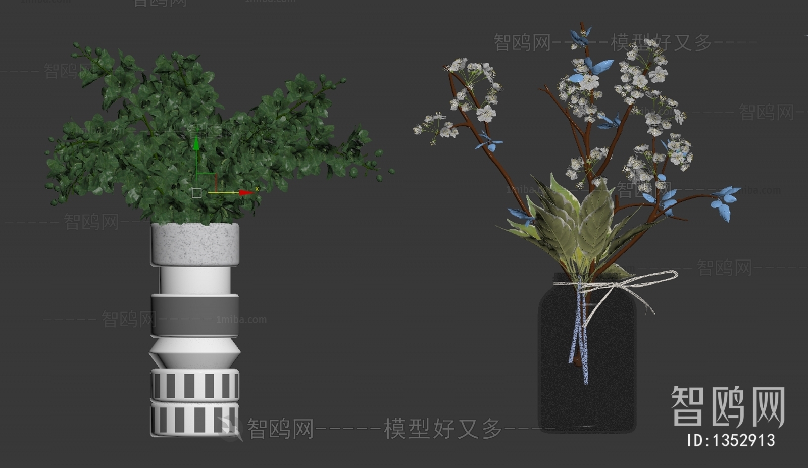 现代植物花瓶摆件