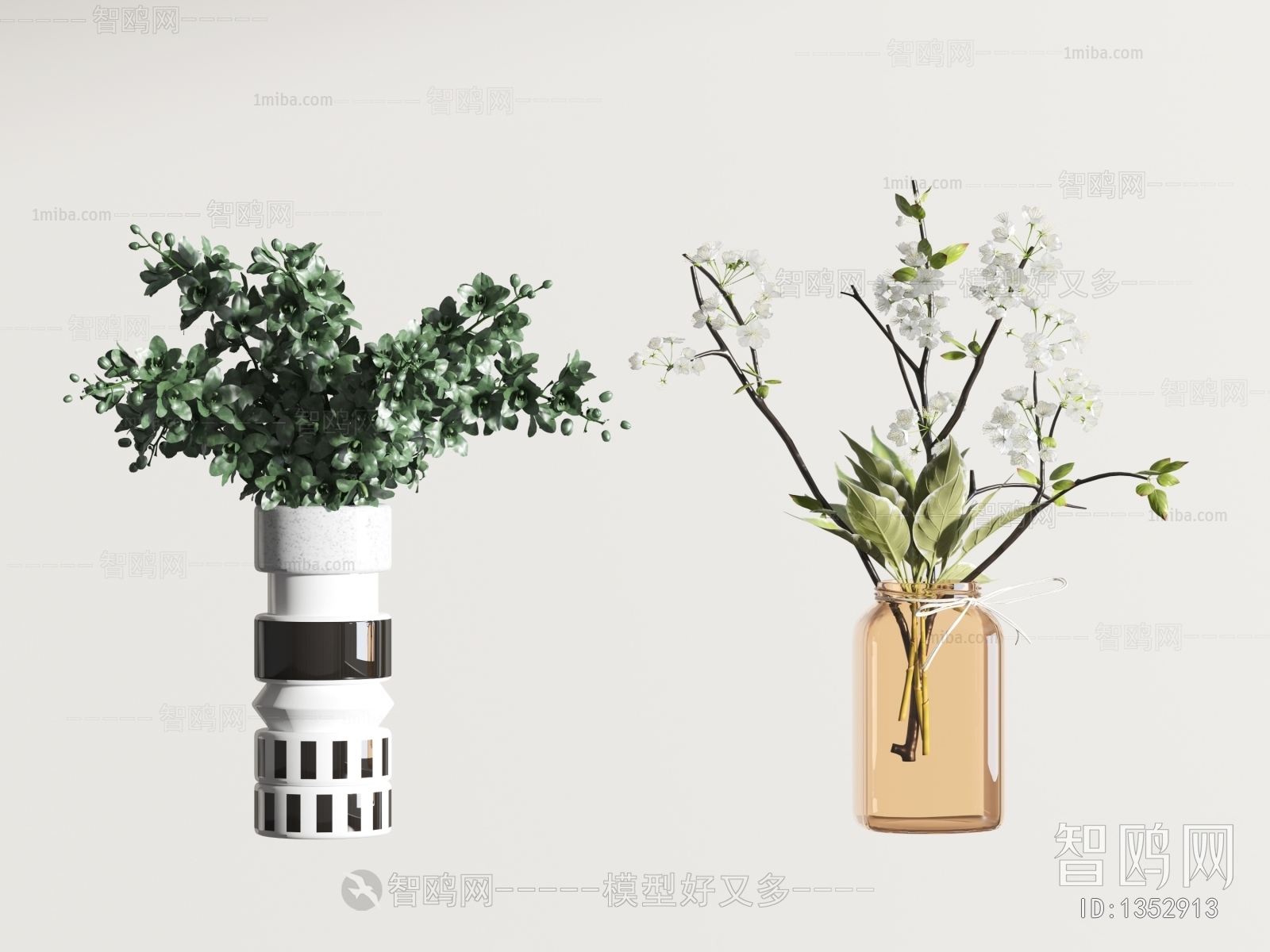 现代植物花瓶摆件