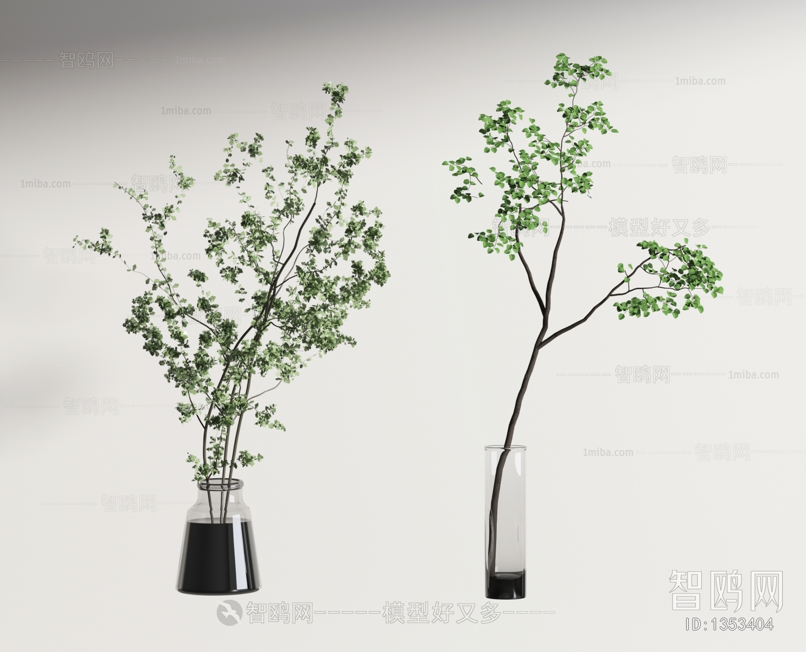 现代植物摆件组合