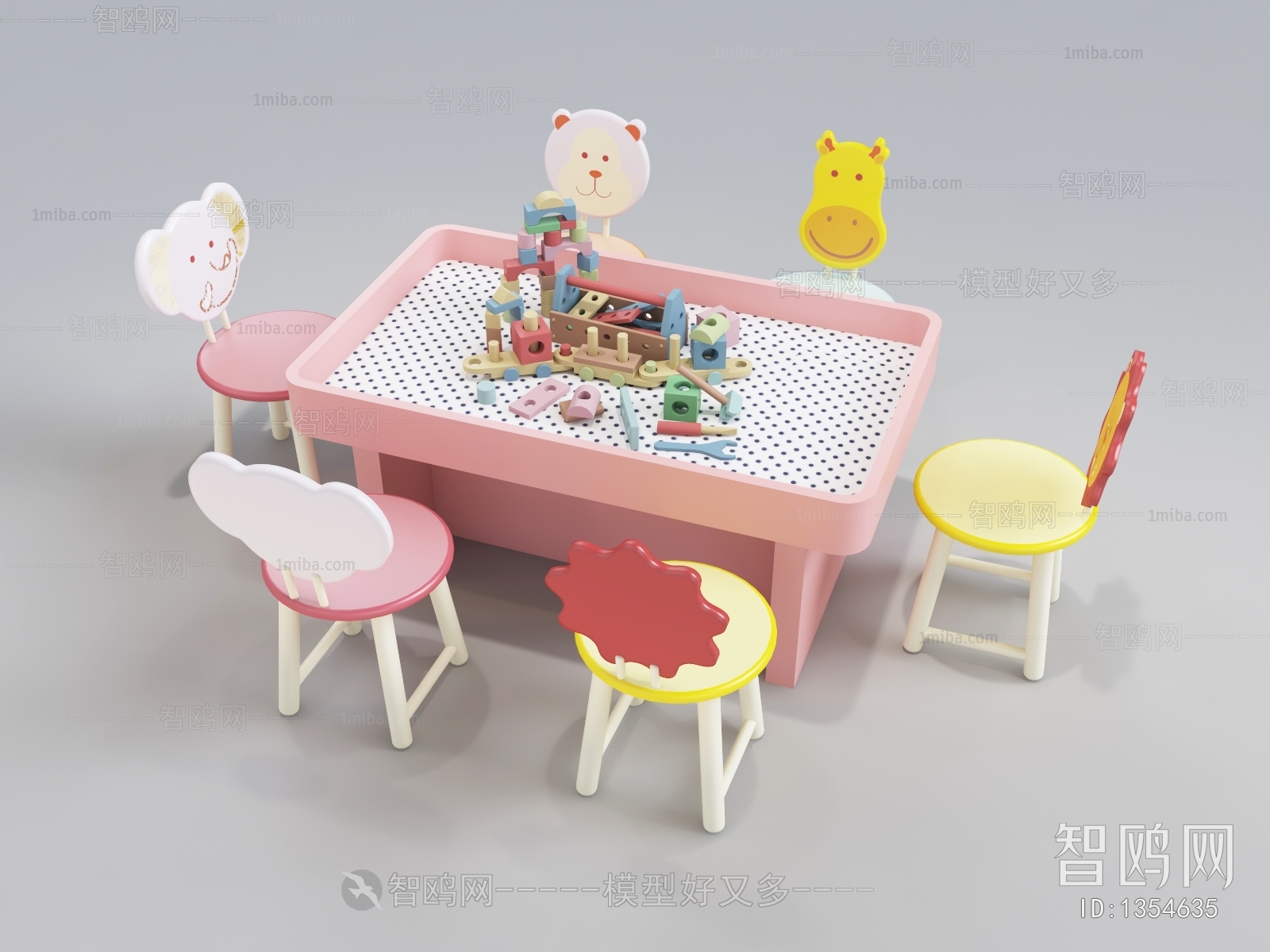 现代儿童玩具桌 益智游戏 积木桌