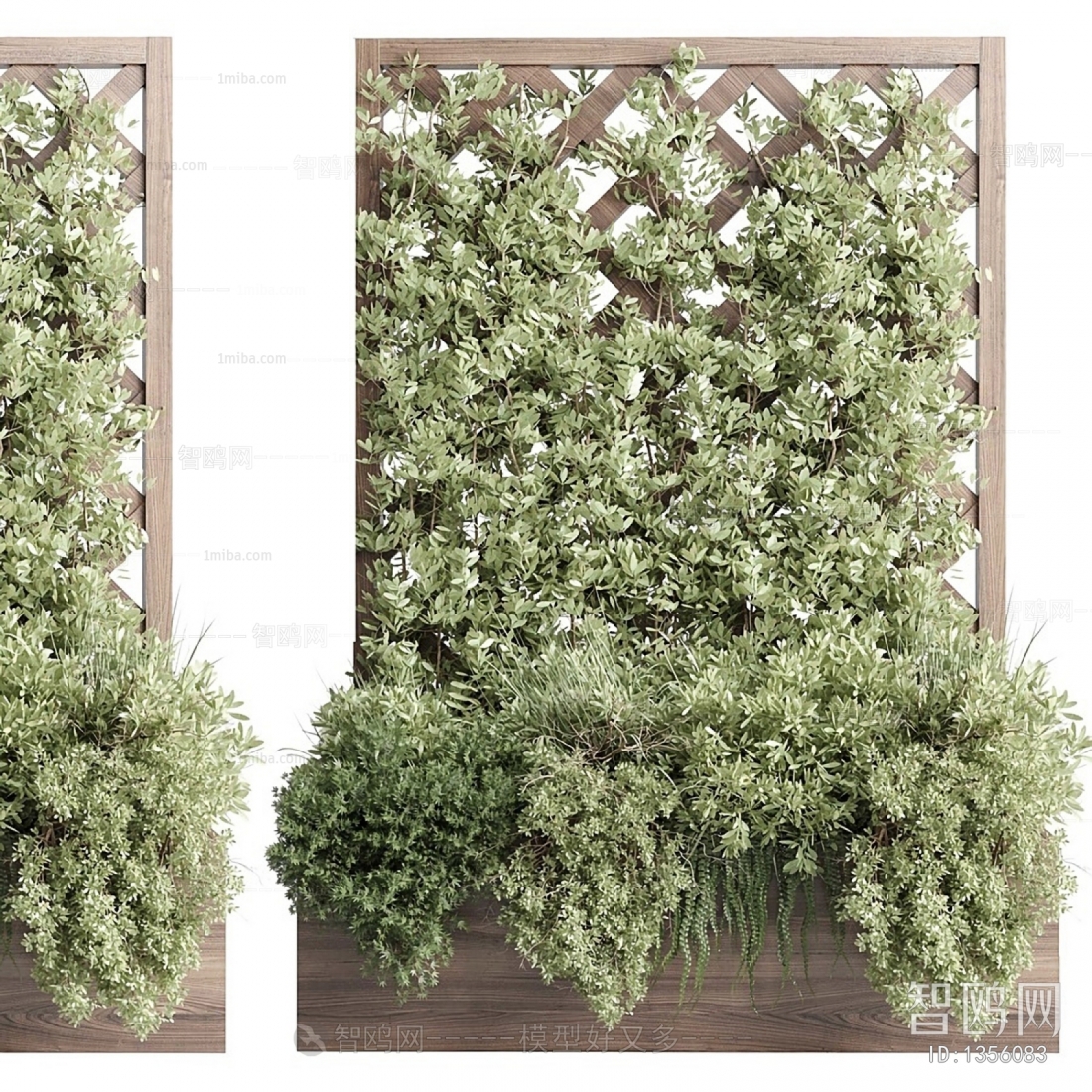 现代绿植植物篱笆墙，植物花坛