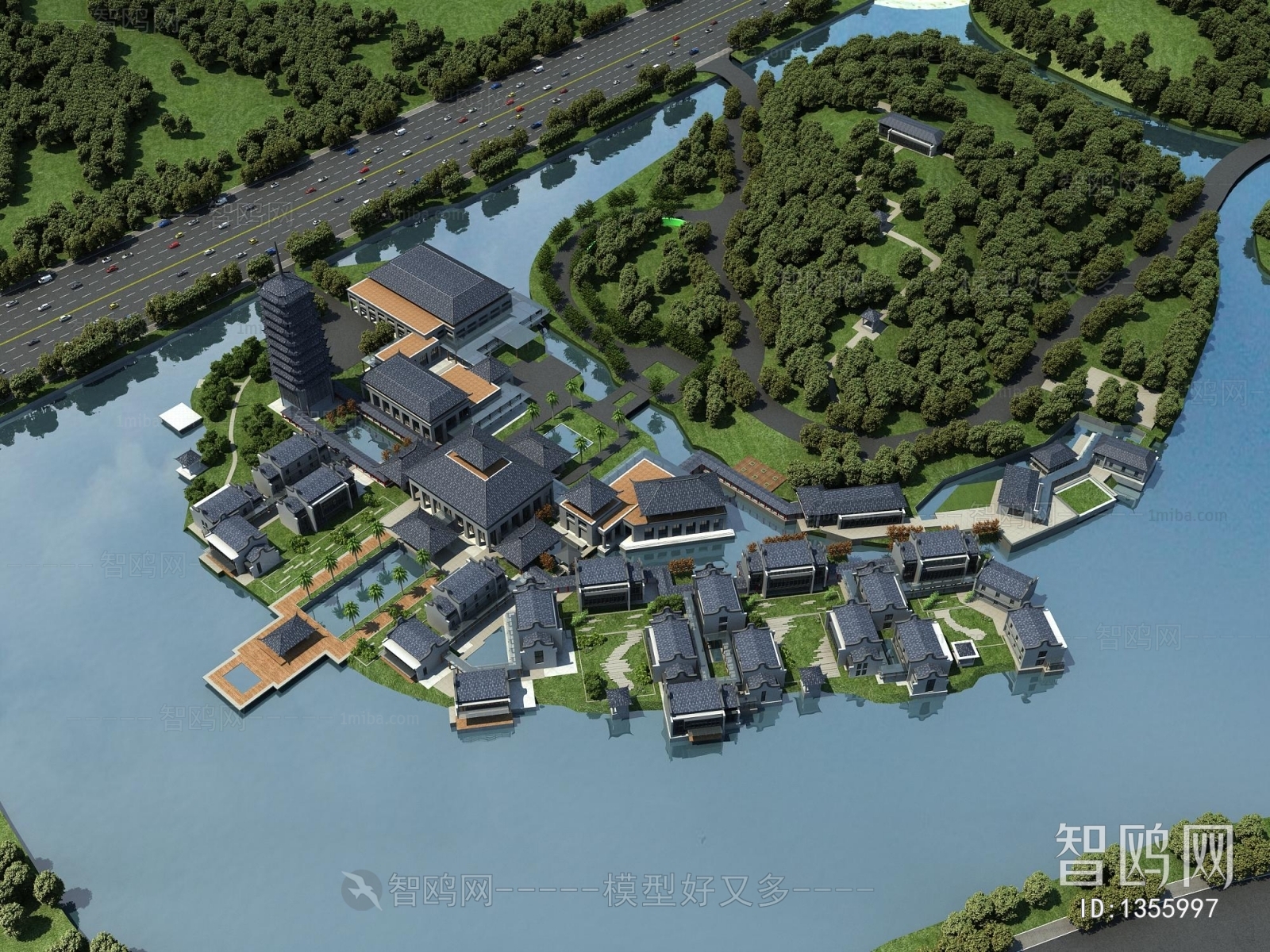 New Chinese Style Architectural Bird's-eye View Planning