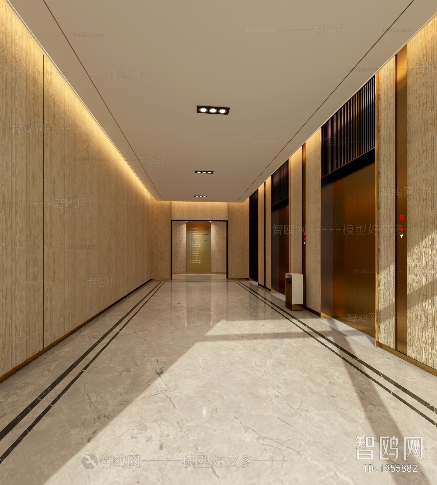 蛟龙港电梯厅_738085 – 设计本装修效果图