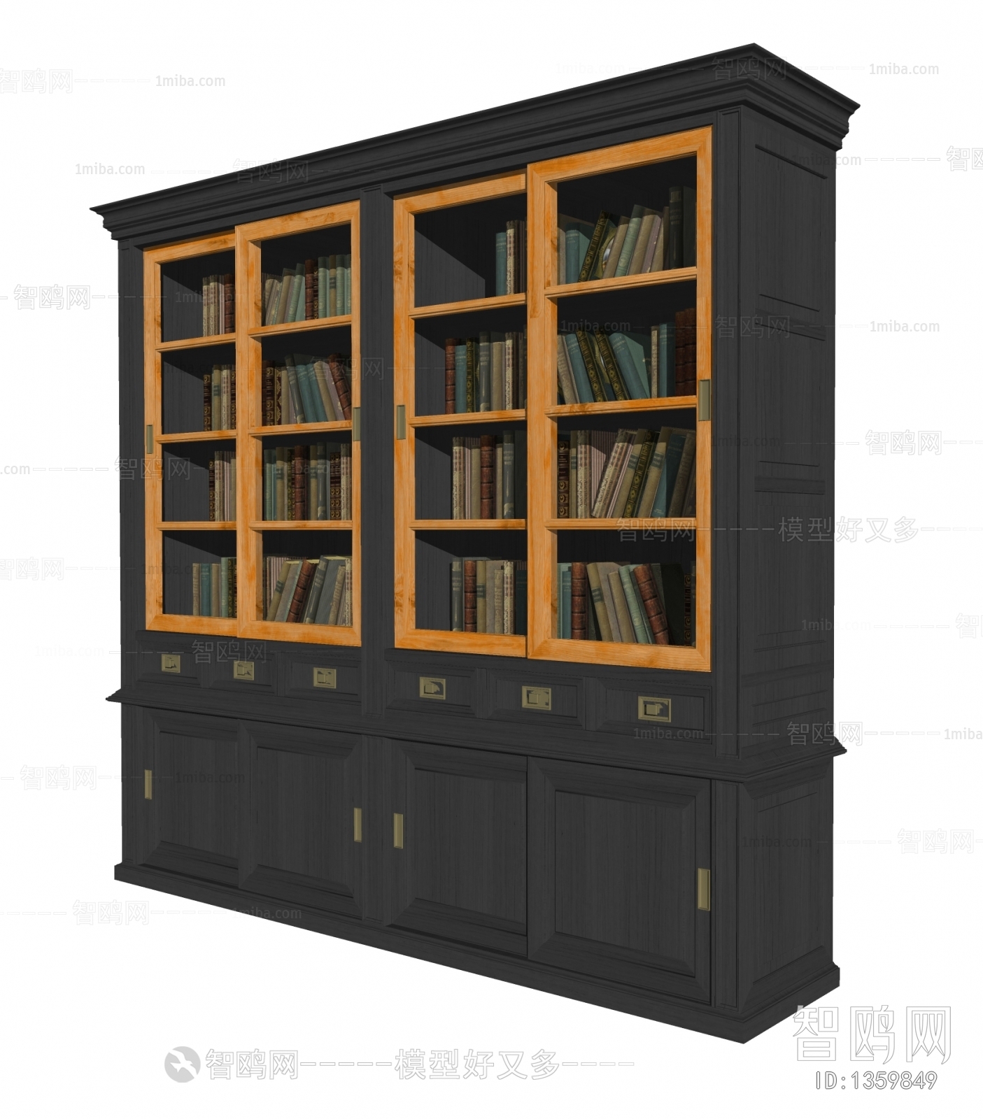 美式实木书柜