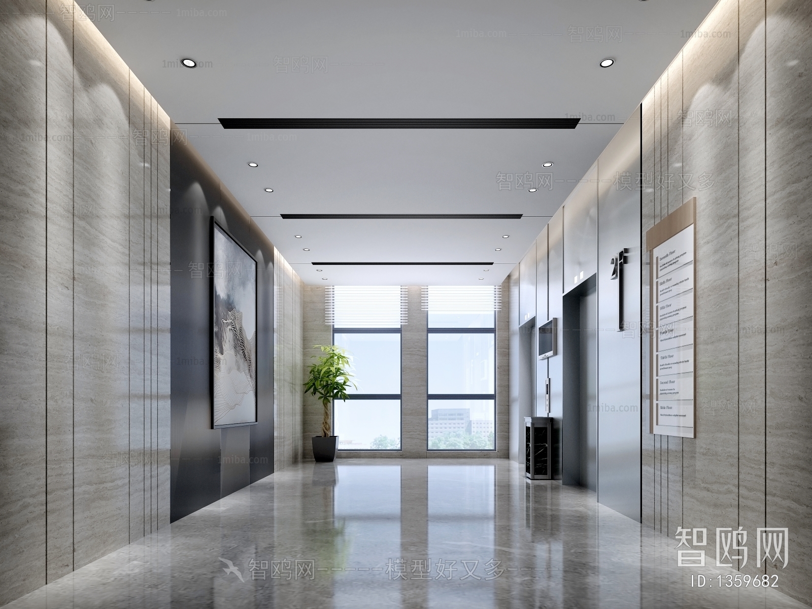 Modern Office Elevator Hall