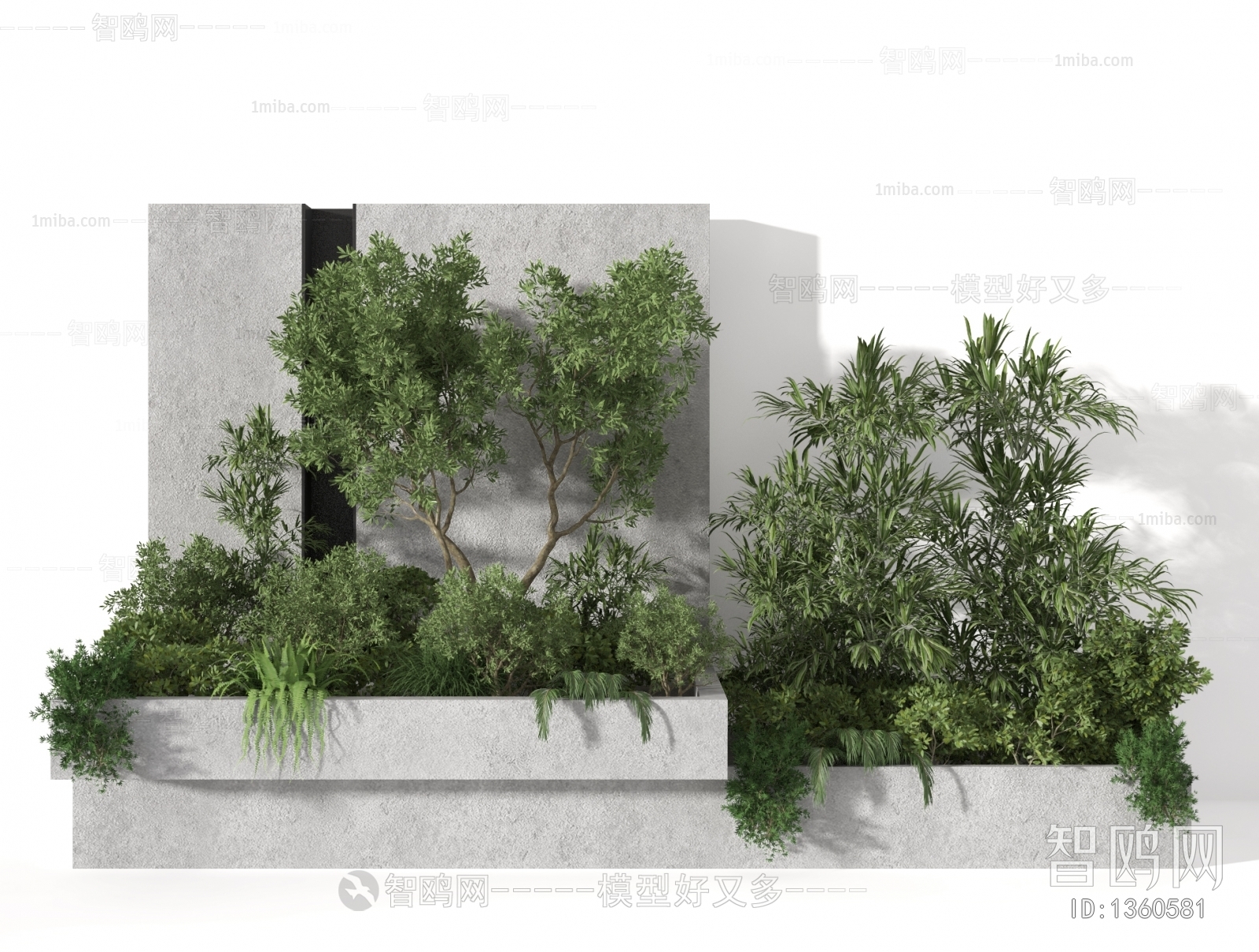 现代庭院景观，园艺 灌木绿植3D模型下载