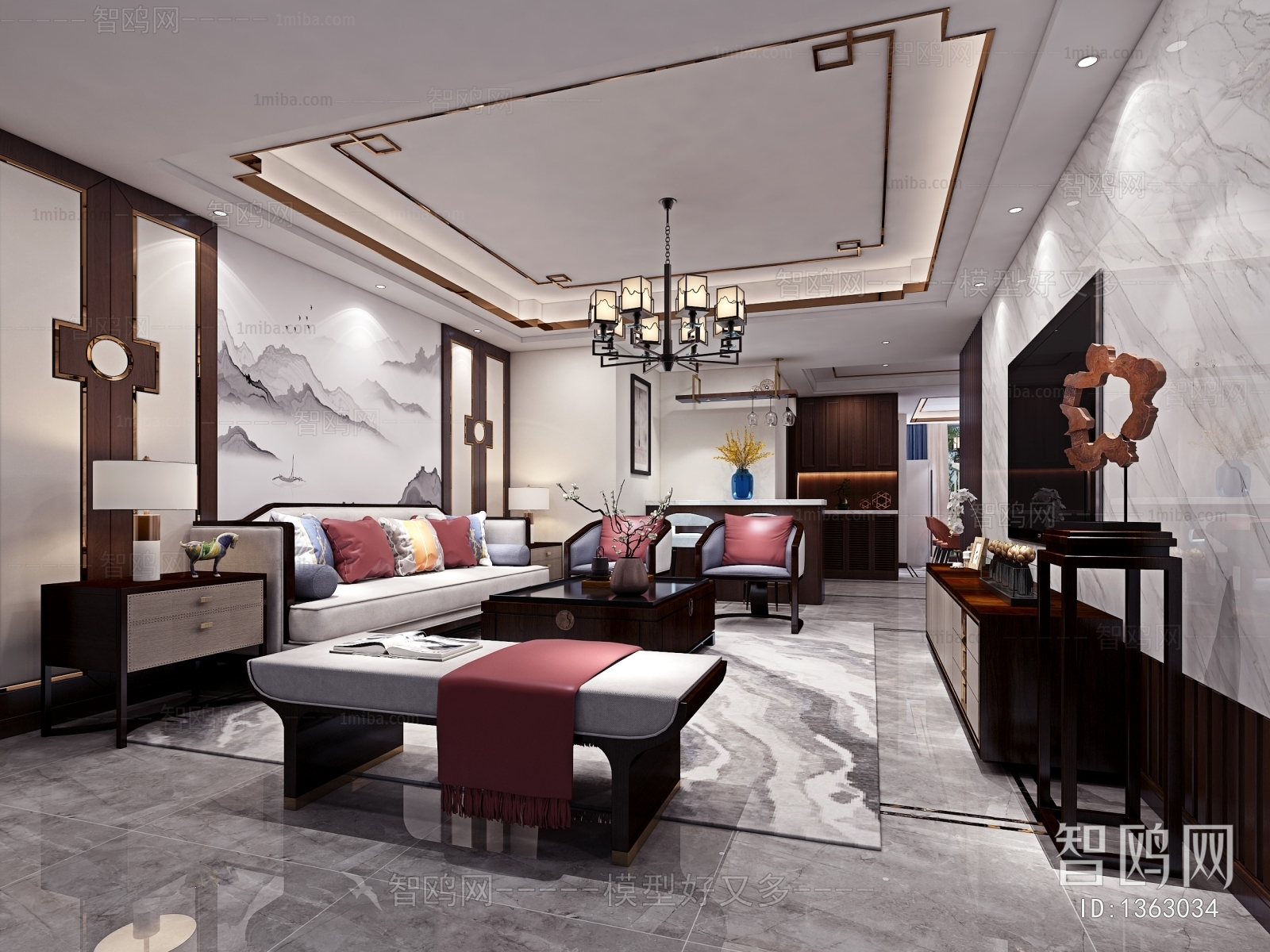 New Chinese Style A Living Room