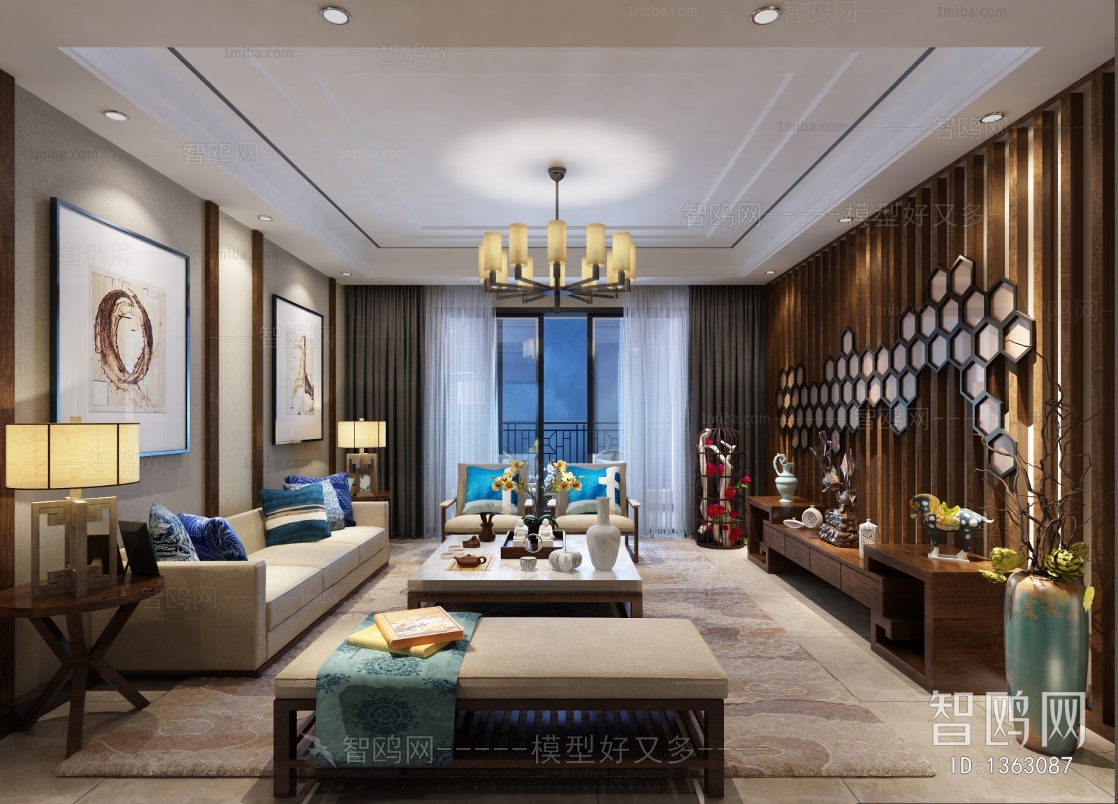 New Chinese Style A Living Room