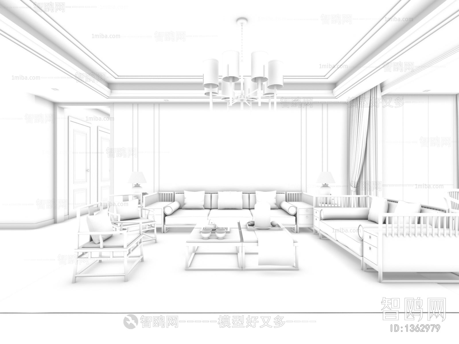 New Chinese Style A Living Room