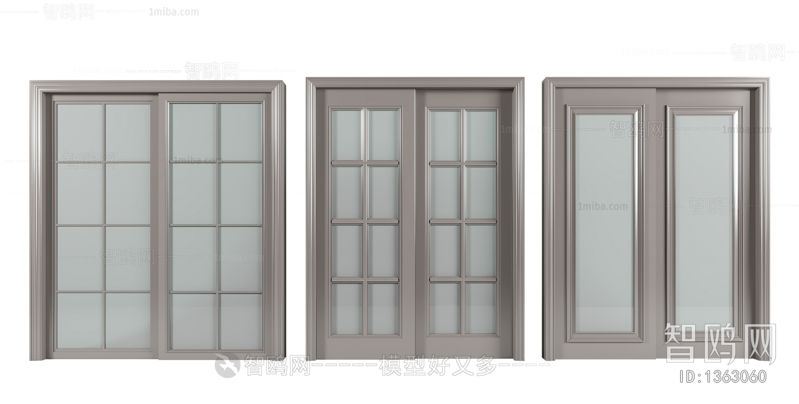 Large preview of 3D Model of sliding glass doors | Door glass design,  Sliding glass door, Glass door