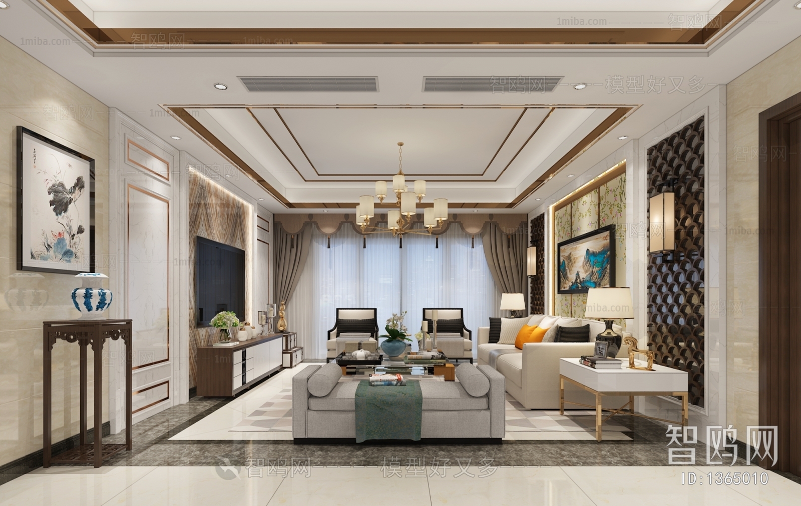 New Chinese Style A Living Room