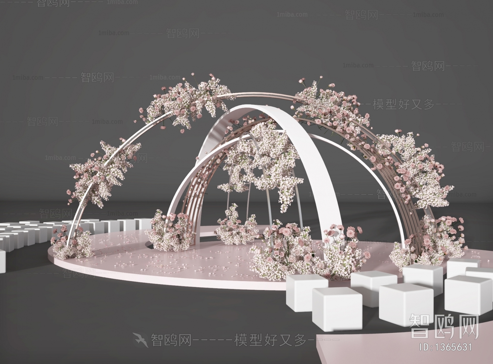 现代婚庆 婚礼 美陈 展示区3D模型下载