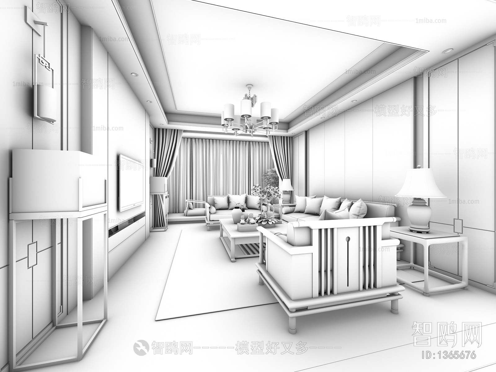 New Chinese Style A Living Room