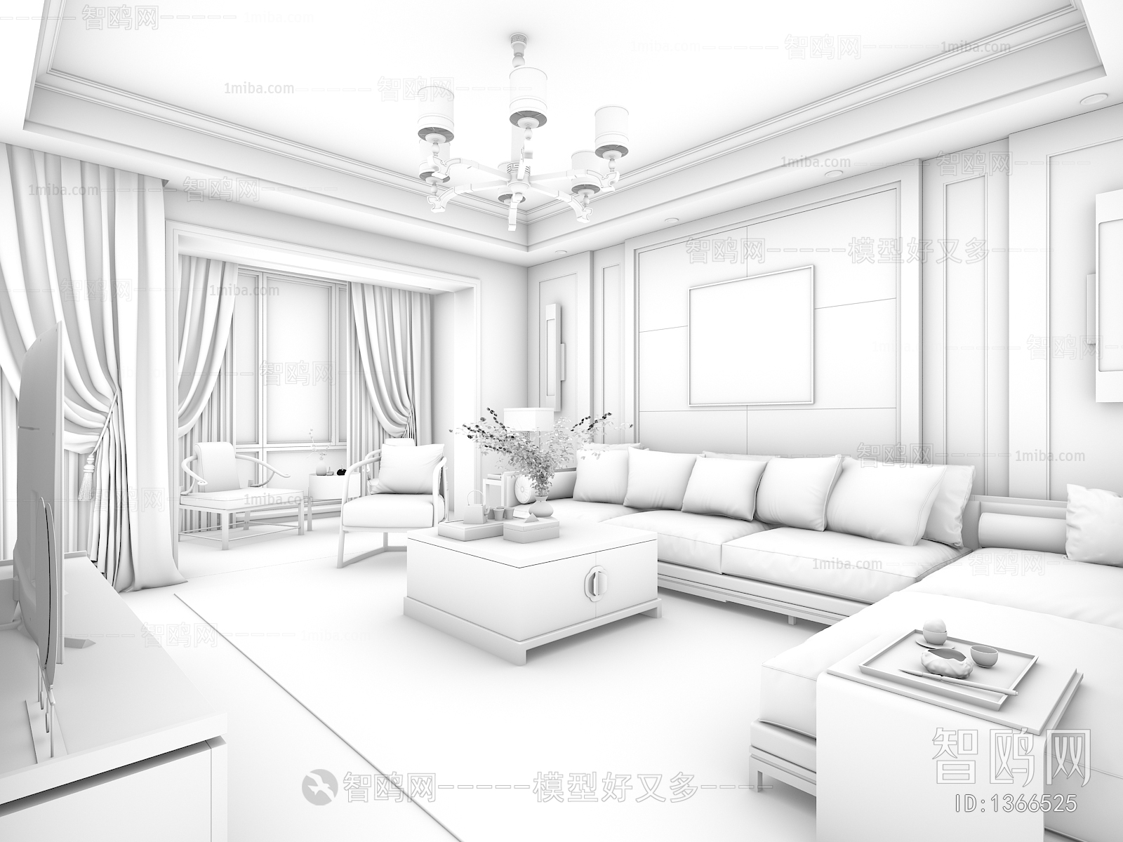 New Chinese Style A Living Room