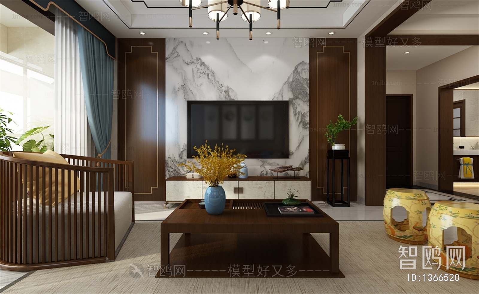 New Chinese Style A Living Room