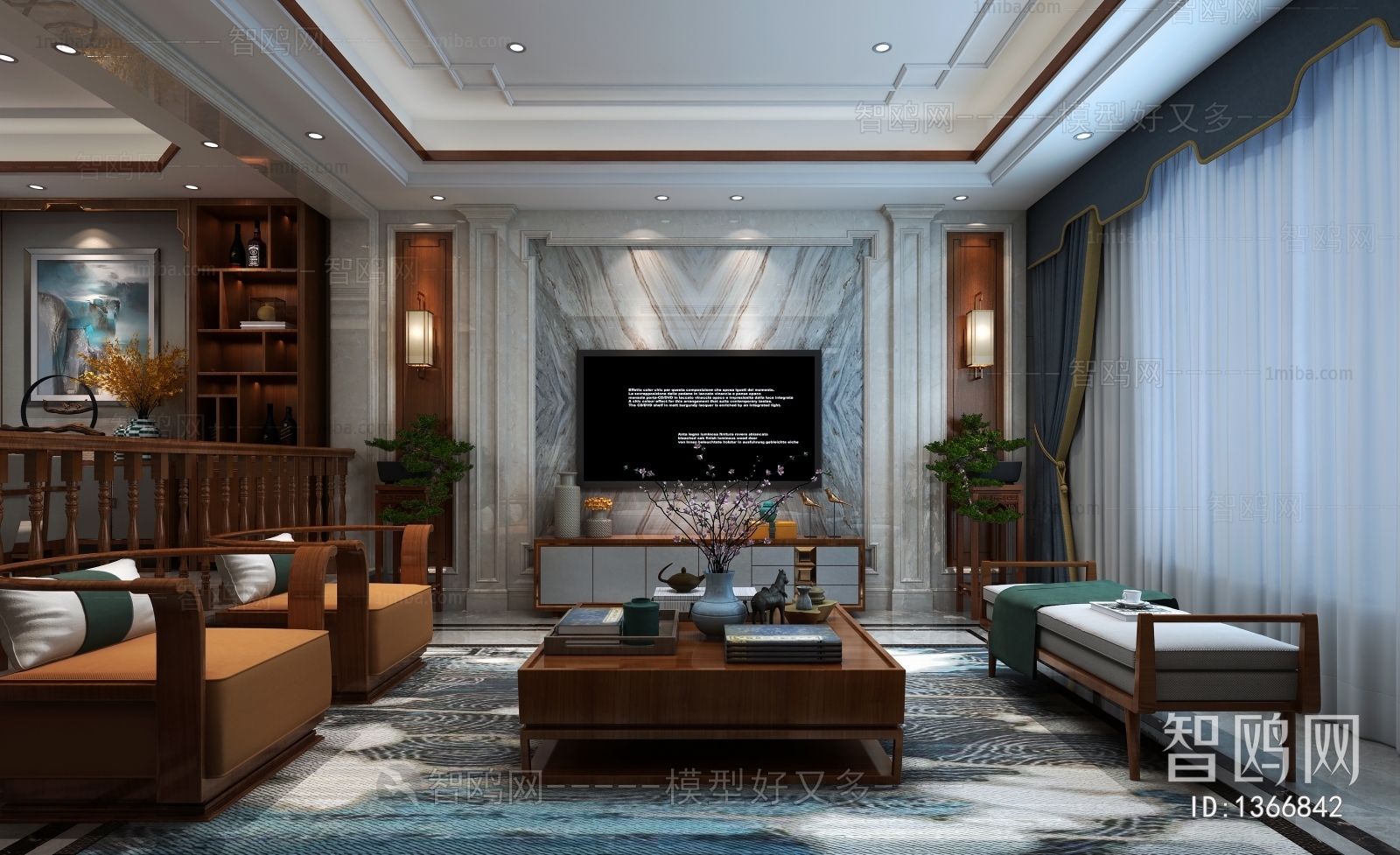 New Chinese Style A Living Room