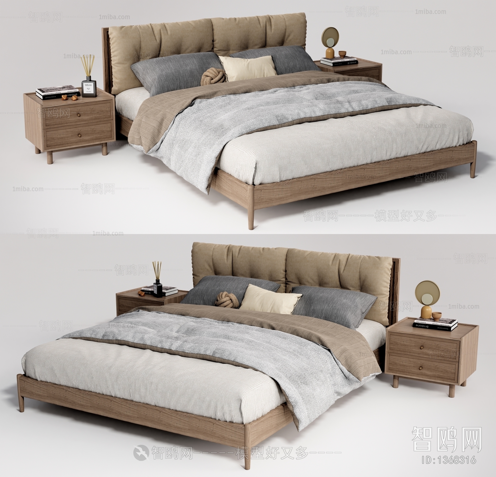 Modern Nordic Style New Chinese Style Double Bed