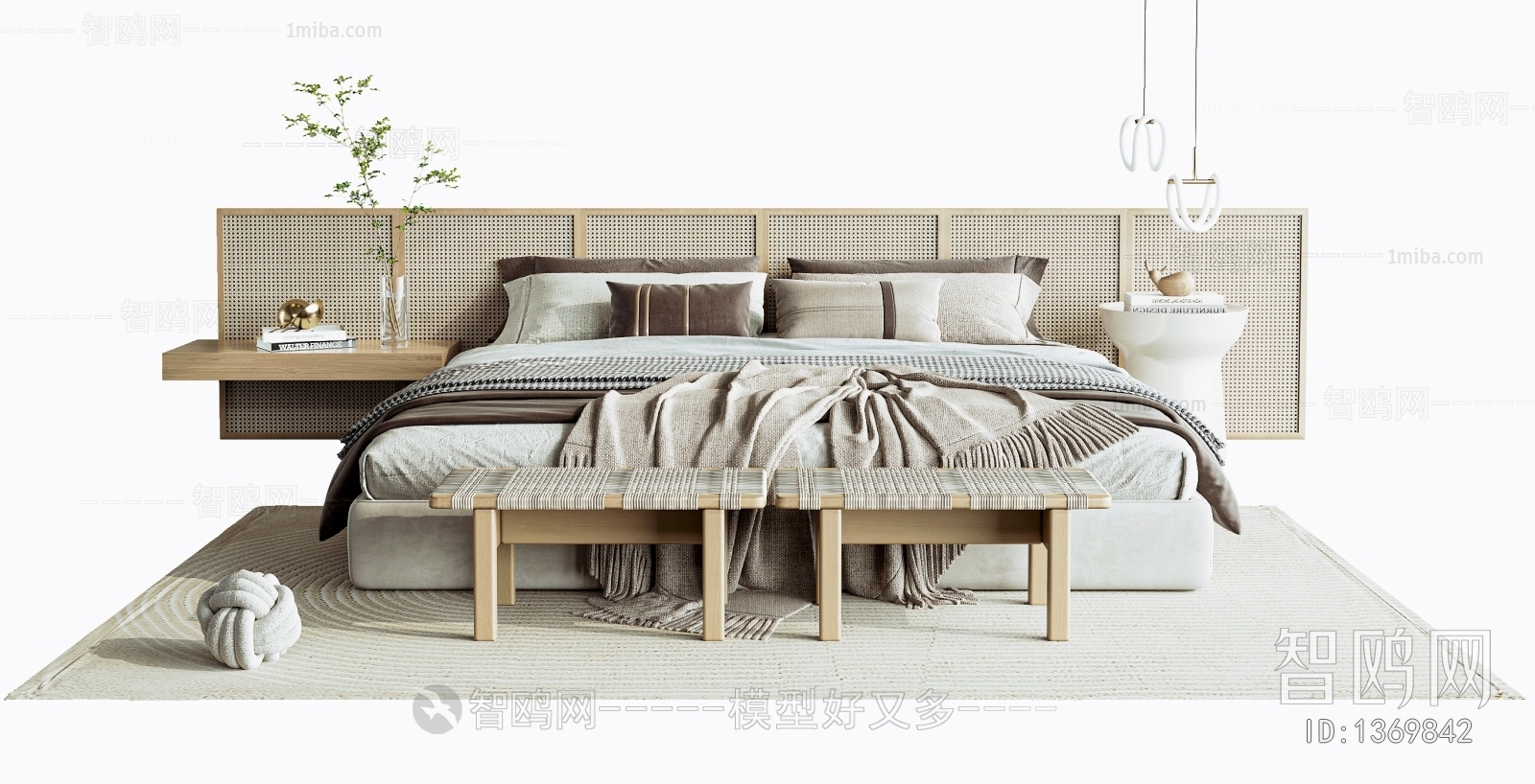 Wabi-sabi Style Double Bed