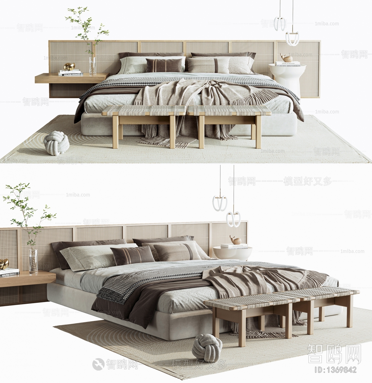 Wabi-sabi Style Double Bed