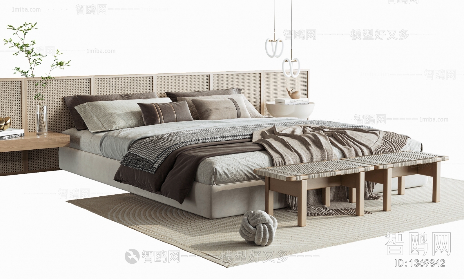 Wabi-sabi Style Double Bed