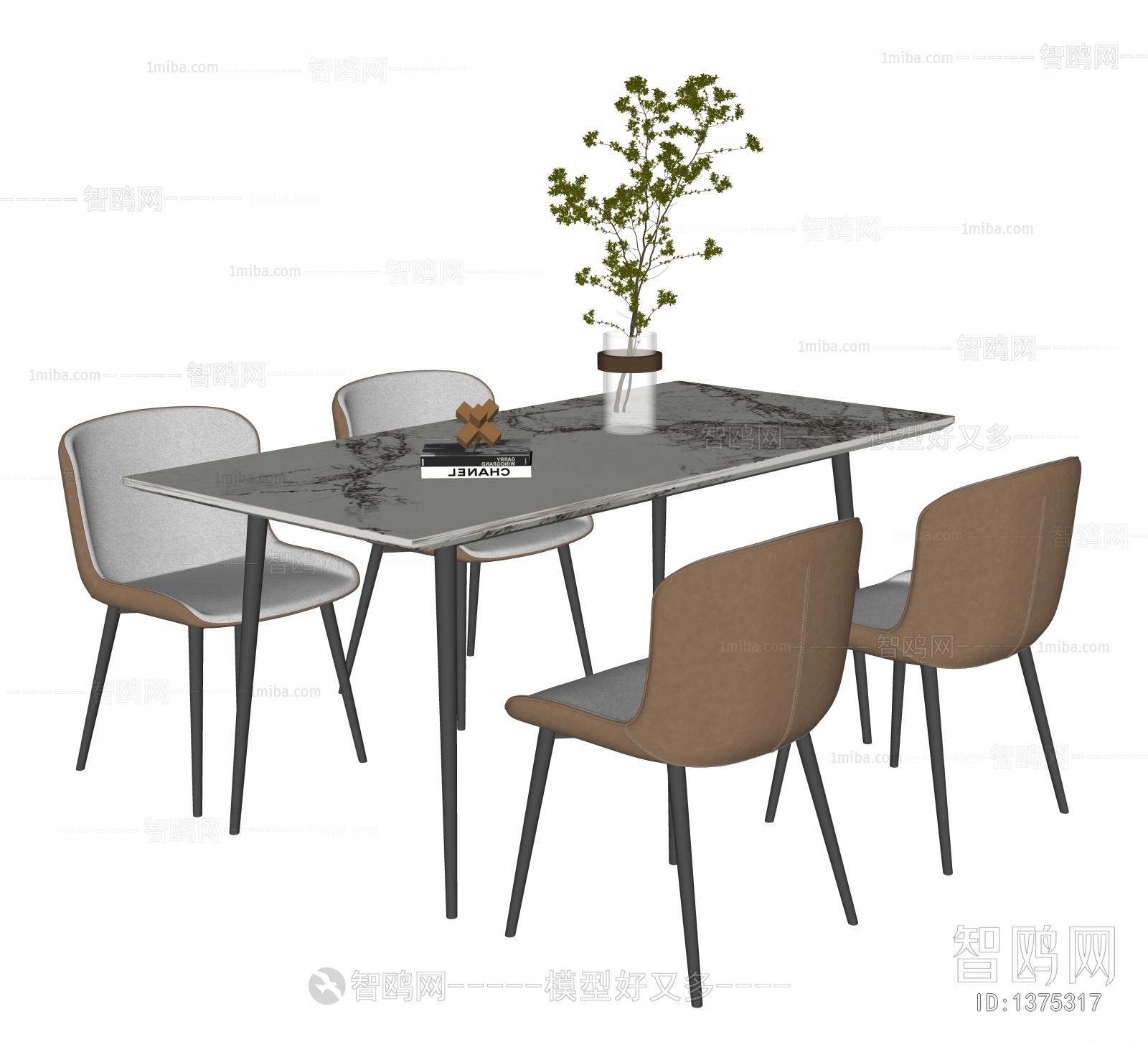 Modern Dining Table And Chairs Sketchup Model Download Model Id
