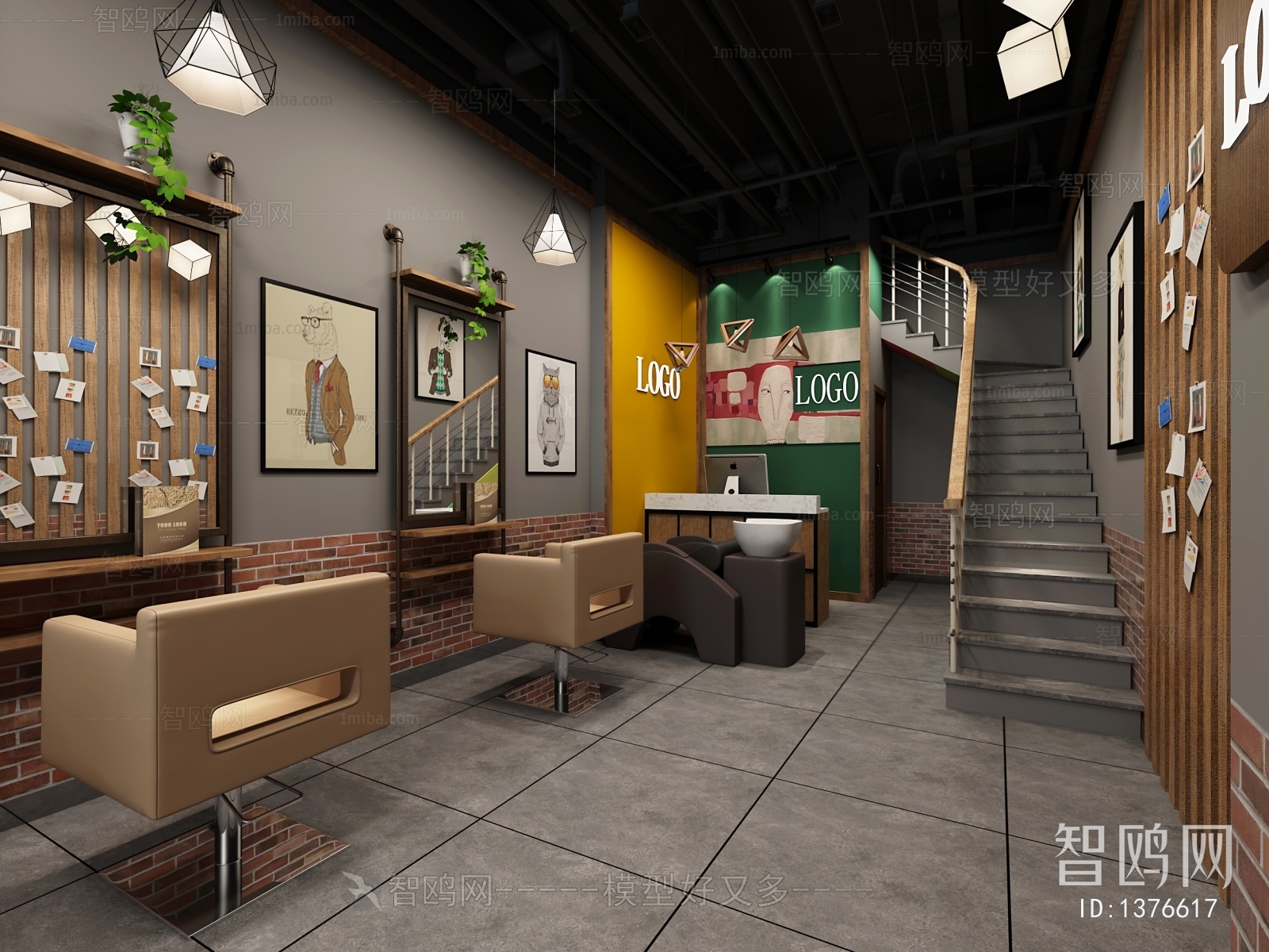 Modern Industrial Style Barbershop